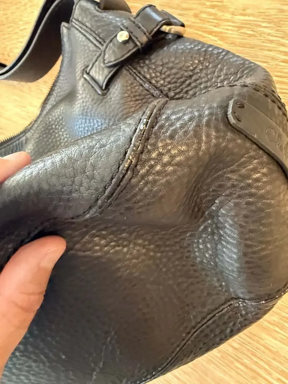 Cole Haan Black Pebbled Leather Shoulder Bag Hobo Purse
